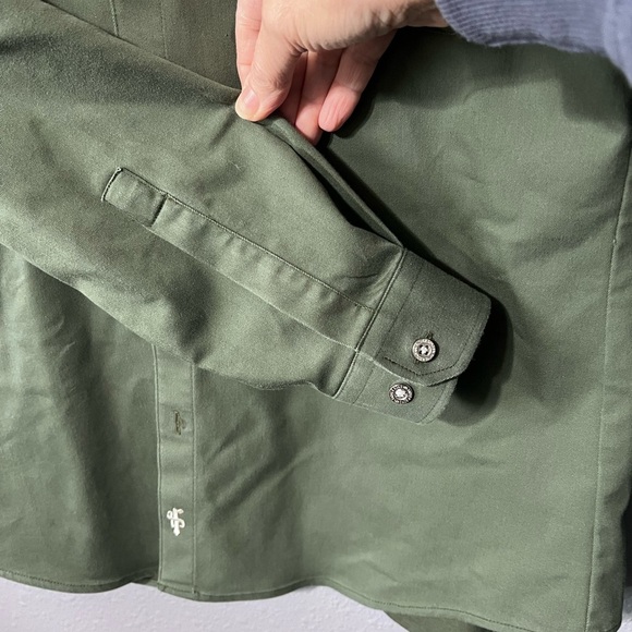 Father Sons Mens Stretch Slim Fit Button Down Shirt Green Sz LG Jas Cotton Blend - Picture 4 of 6